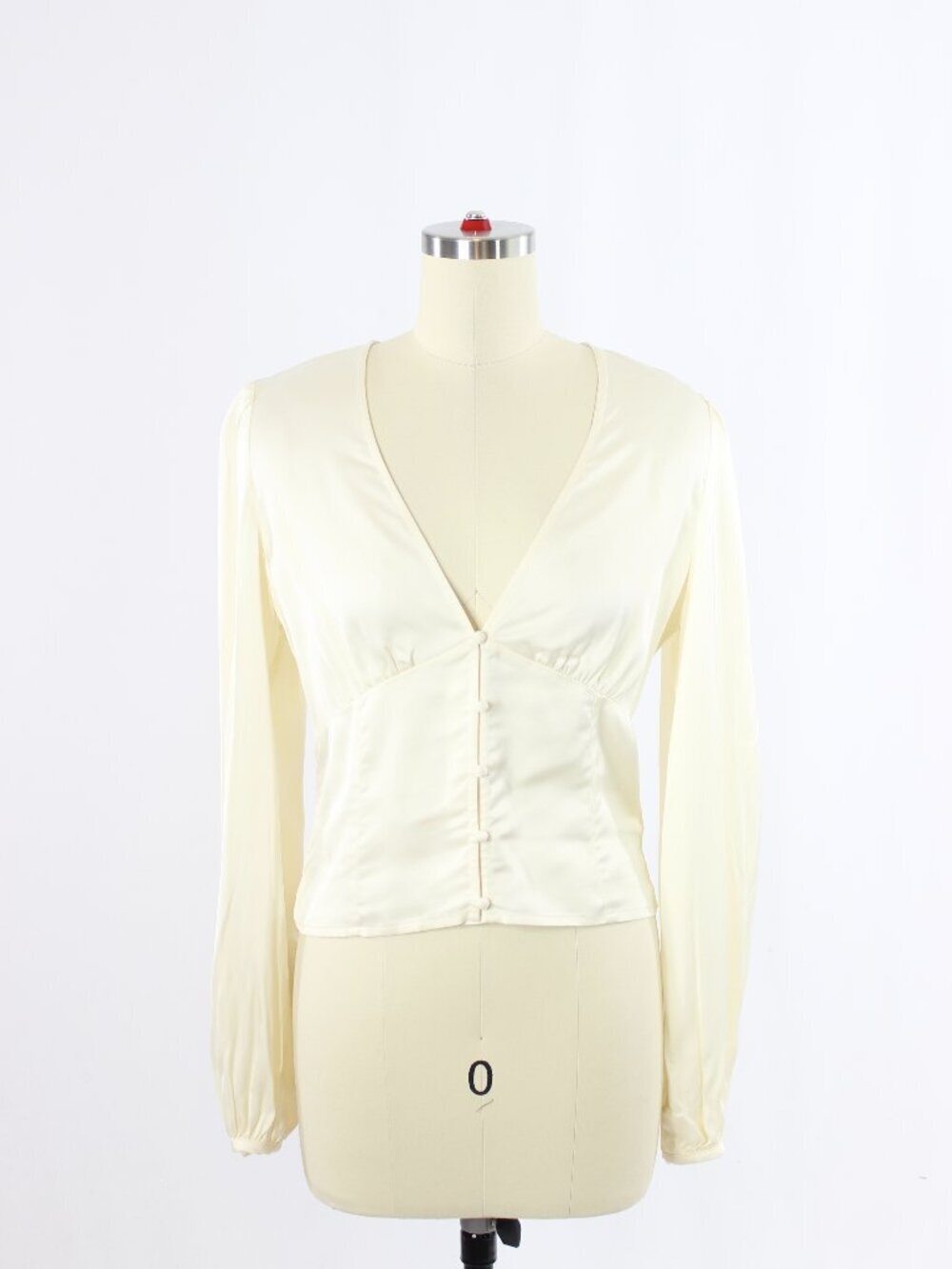 Aritzia SUNDAY BEST Tatiana Ivory Satin V-Neck Corset Bodice Blouse, Size 4